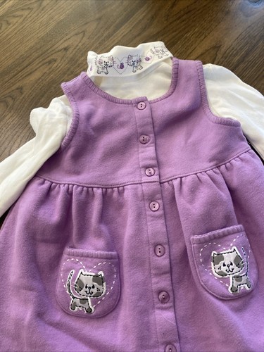 ANGEL FISH girls size 4T Purple Dress Long Sleeve Cats, Applique- 030 - Picture 2 of 9