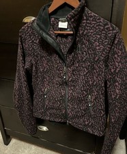 Vtg Women&rsquo;s Harley Davidson Fleece Jacket 97561-16VW Purple Black Animal Print S