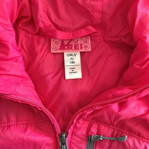 REI Fuscia Pink Gray Lightweight Hooded Jacket Size Youth Girls XL 18 - Picture 3 of 5