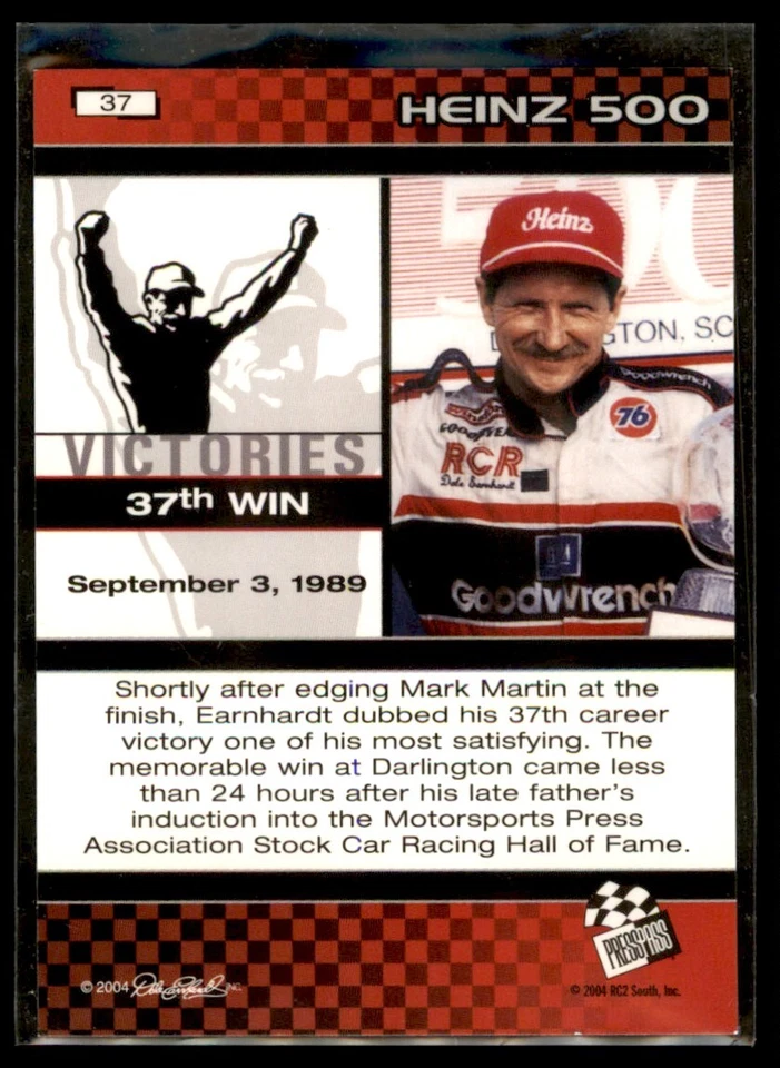 2004 Press Pass The Legacy Victories Dale Earnhardt Darlington 1989 #37 - Image 2 of 2