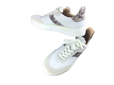 ECCO Tray Street Women Off-White/Gray/Animal Print Shoes Sneakers Sz US 10-10.5
