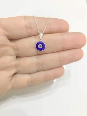 BÖSES AUGE STERLINGSILBER HALSKETTE PERLEN BLAU SCHUTZ GLÜCK ANHÄNGER 