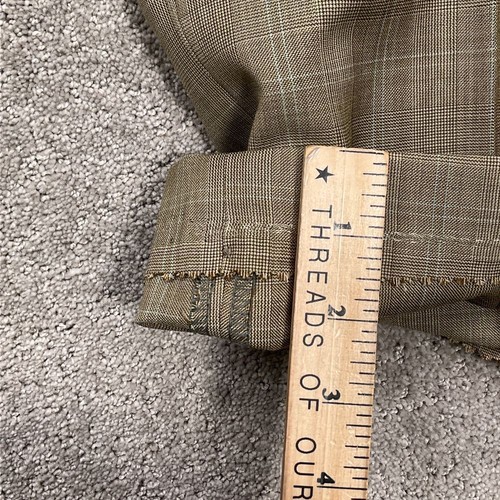 CHAPS Suit Men 41 32W 29.5L Tan Wool Glen Plaid 3 Button Classic Career Canada - Picture 17 of 20