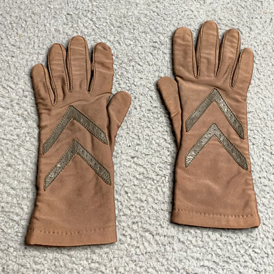 Isotoner Vintage Gloves Woolite Nylon Spandex Olefin Brown Womens Large