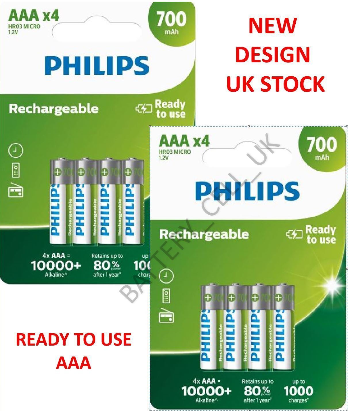 PHILIPS AAA RECHARGEABLE BATTERIES 700mAh NiMH HR03 1.2V Cordless Dect Phones - Image 4