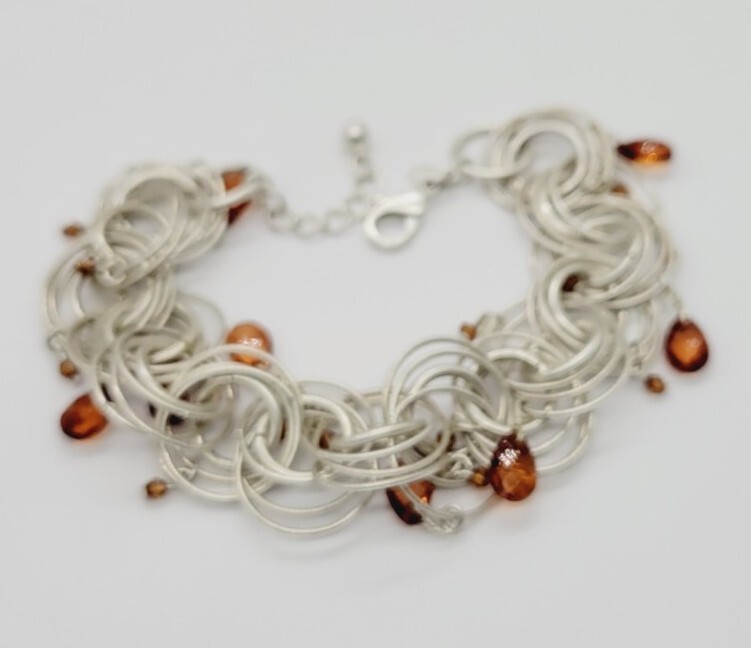 Chain Link Bracelet Multiple Circle Silver tone A… - image 3