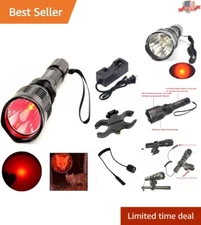 High Power Red Light Hunting Flashlight with Tactical Pressure Switch & Mount