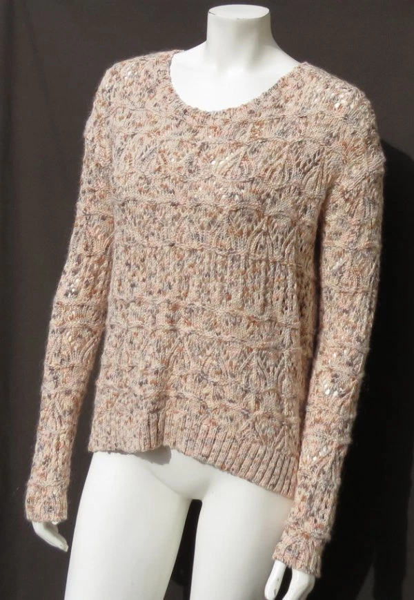 BISAGRA Nordstrom Marfil Rosa Taupe Algodón Lana Encaje Tejido Suéter Slouchy S Foto 2 de 4