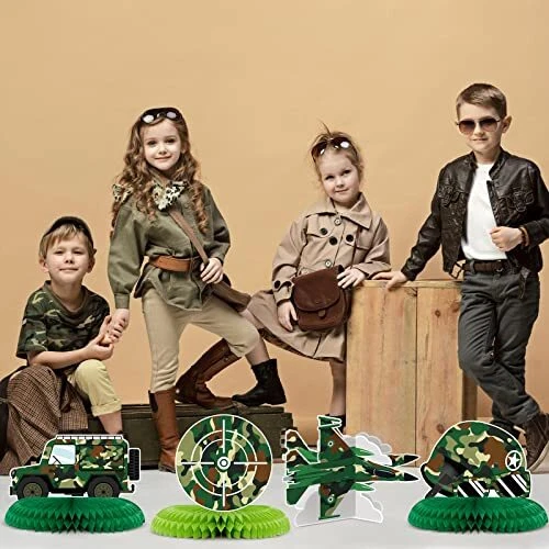 9 Piezas Ejército Fiesta Decoraciones Camuflaje Cumpleaños Fiesta Decoraciones Militar Foto 2 de 4