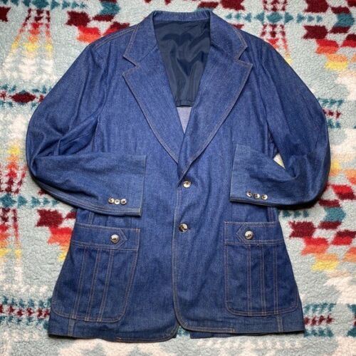 Lee vintage 70s denim blazer jacket 44 - Picture 1 of 5