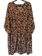 Kaleidoscope Size 20 / 22  Animal Print 44" / 112cm MIDI Button Front  DRESS
