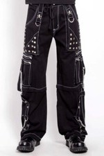 Men BlackTripp Pant Punk Rock Gothic Style Trouser with black Straps 100 cotton