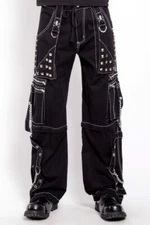 Men BlackTripp Pant Punk Rock Gothic Style Trouser with black Straps 100% cotton