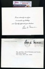 Bess Truman JSA Coa Signed Christmas Card Autograph