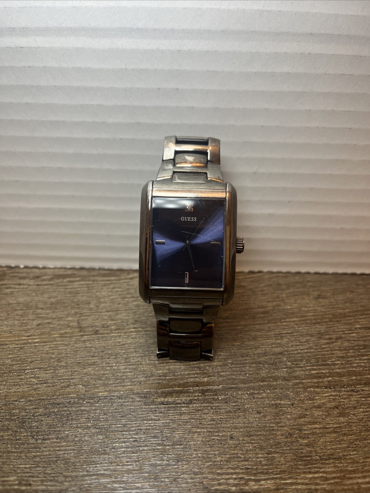 GUESS Men's Classic Chrome Rectangular Diamond Ac… - image 2