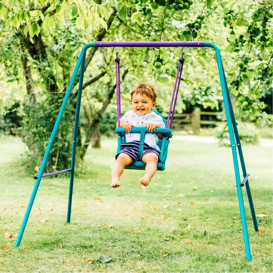 Toddler Kids Outdoor Swing Set 2-in-1 Adjustable Frame With 2 Seats Summer Toys - Image 3 of 4