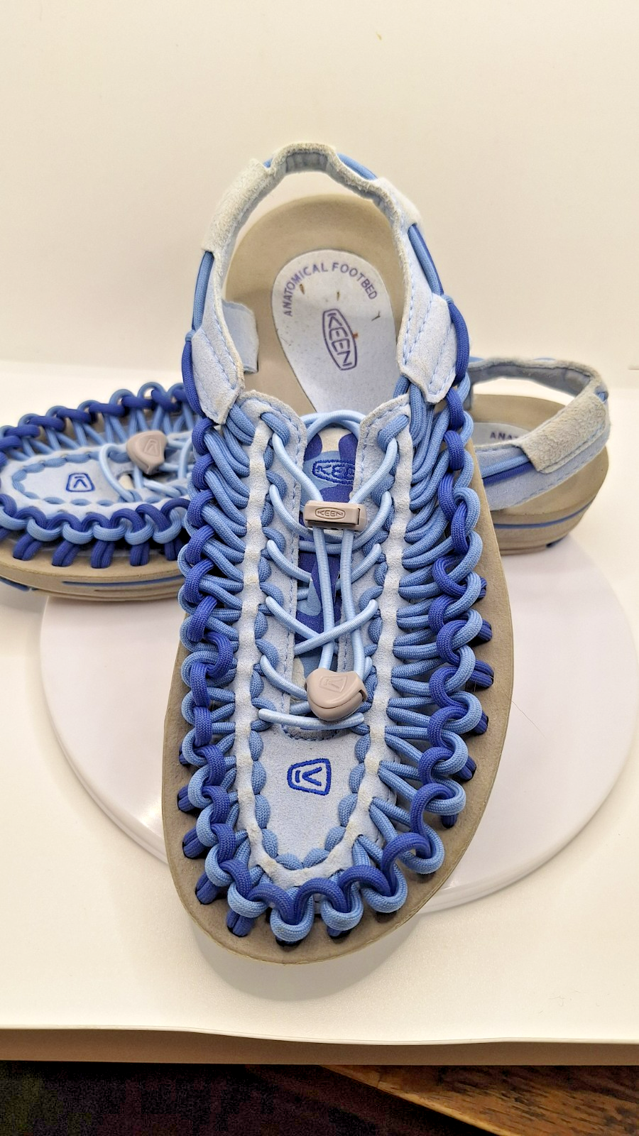 Keen Bungee Cord Rope Barca Sandali Acqua Scarpe Taglia 8 Donna Blu Grigio