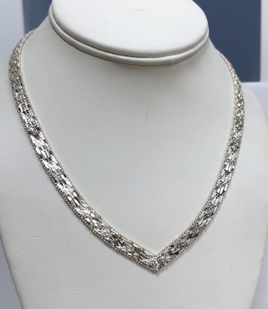 Vintage Italian 925 Sterling Silver 16” V-Shaped Necklace 35.8
