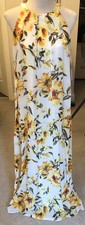 Beautiful WALLIS Long Grecian Maxi Dress White/Yellow Floral Fully Lined 10 NWOT