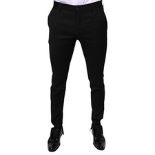 DOLCE & GABBANA Pants Black Wool Skinny Formal Dress Trouser IT48/W34/M 1130usd