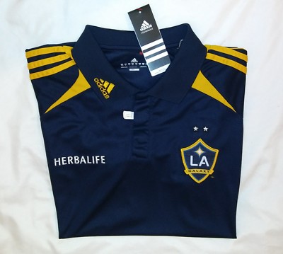 LA GALAXY POLO ADIDAS L XL MLS DAVID BECKHAM LOS ANGELES USA