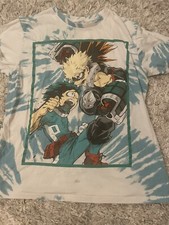 My Hero Academia Tie Dye Licensed S T Shirt Small Deku Bakugo Blue White