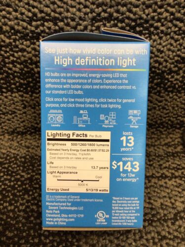 ge 3 way led 50w 100w 150w / 5w 13w 19w Box Of 6 Bulbs - Picture 2 of 2
