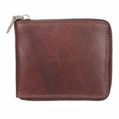 StarHide Mens Wallet RFID Signal Blocking Full Zip Around Nappa Leather Wallet