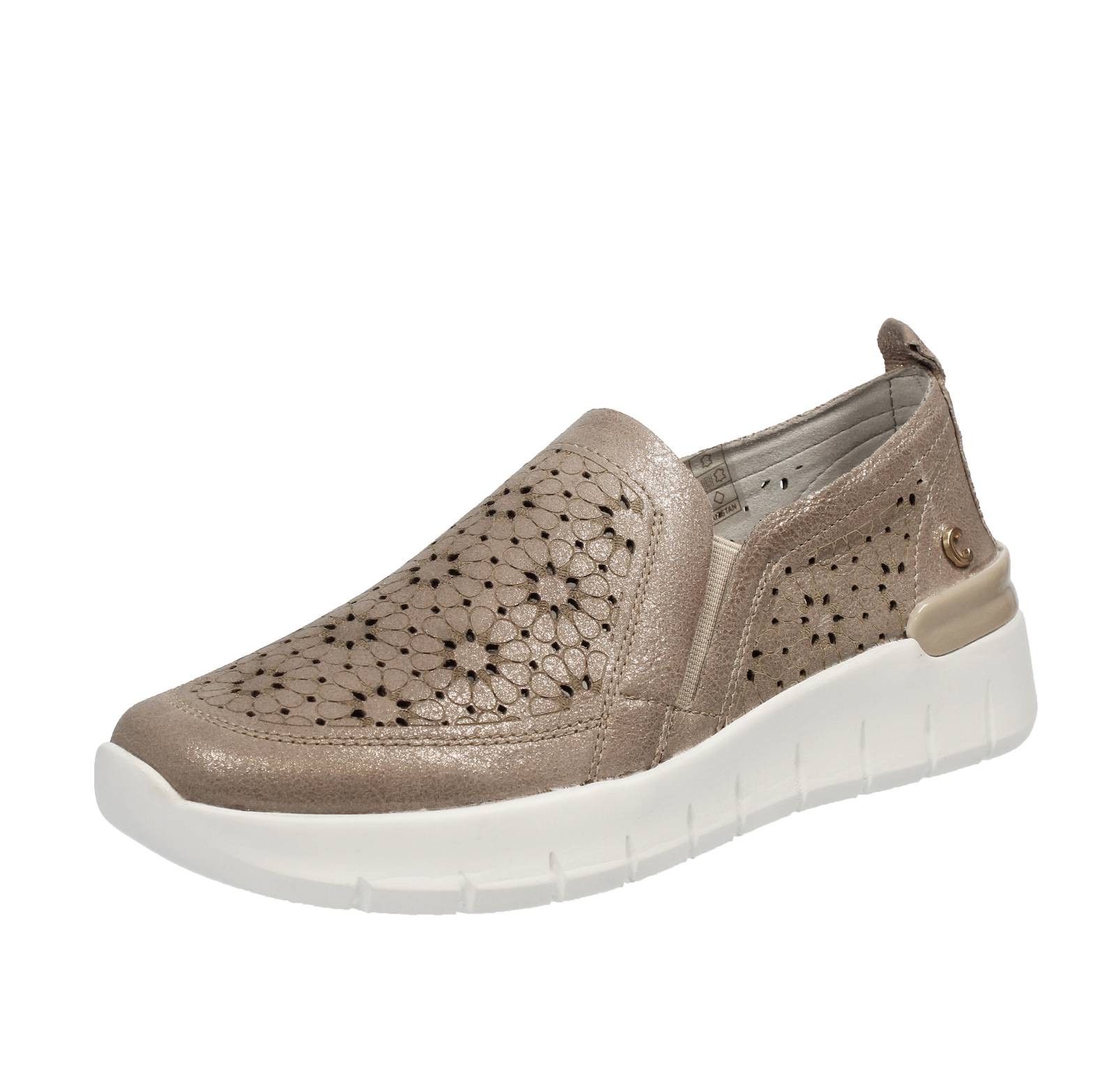 Мягкие слипоны Cinzia бежевого цвета Pelle Con Zeppa - Taglia 38 [24 см] Scarpe Donna