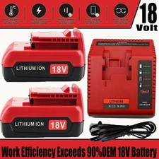 2PACK 18V Lithium Battery /Charger for Porter Cable 18 Volt PC18B PC18BL PC18BLX