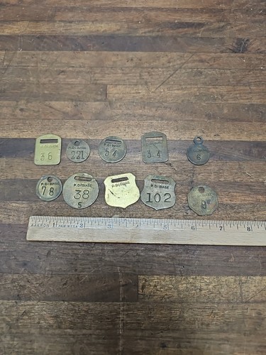 K203- 10 Antique P. DIBIASE COAL MINE (PA) MINERS BRASS Employee Tag Checks - Bild 5 von 5