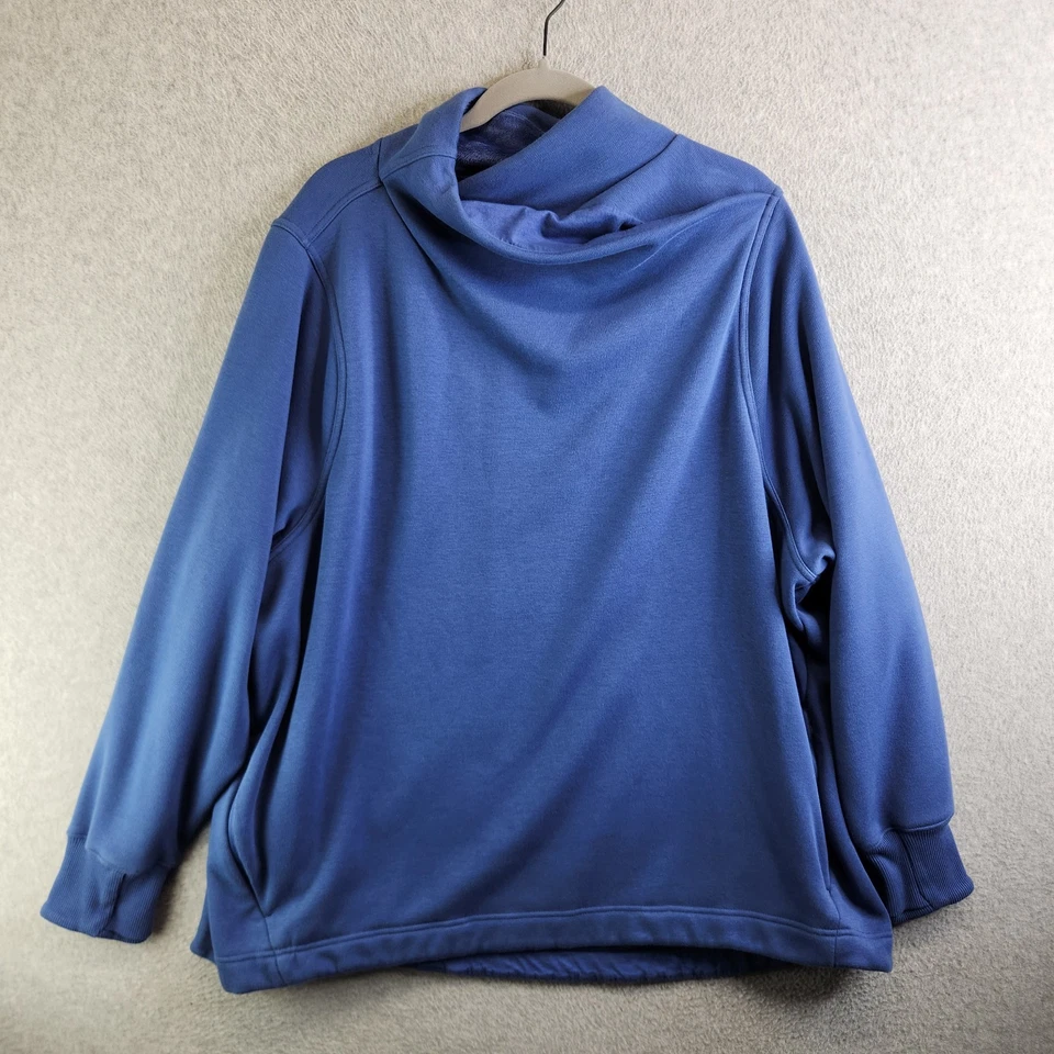 Suéter Athleta 3X Cromado Azul Aconchegante Karma Gola Torcida Moletom Túnica Macia - Imagem 2 de 4