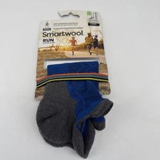 Smartwool Unisex Run Targeted Cushion Low Ankle Socks - Medium - Gray And Blue