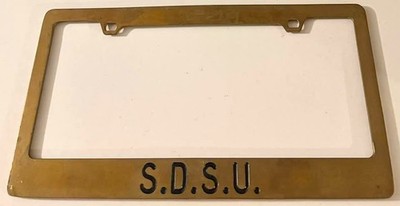 Vintage SDSU San Diego State University License Plate Frame California HVY BRASS