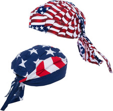 2 PCS US Flag Doo Rag Head Wrap Breathable Bandana for Cycling Biker Sports