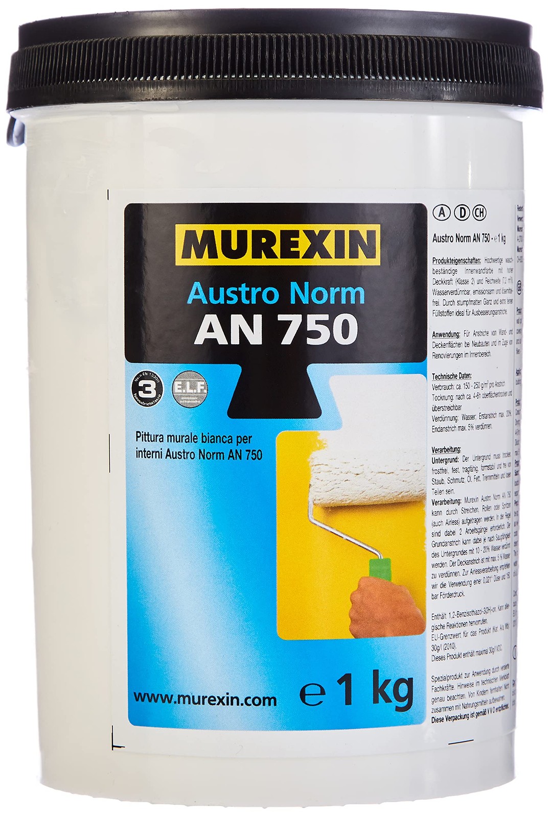 Murexin AN 750 pittura bianca per interni, 1 kg (Confezione da 1) GOmj