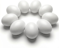 Wooden Fake Eggs, 9 PCS White Easter Eggs Artificial Eggs for Nesting Box, Cra