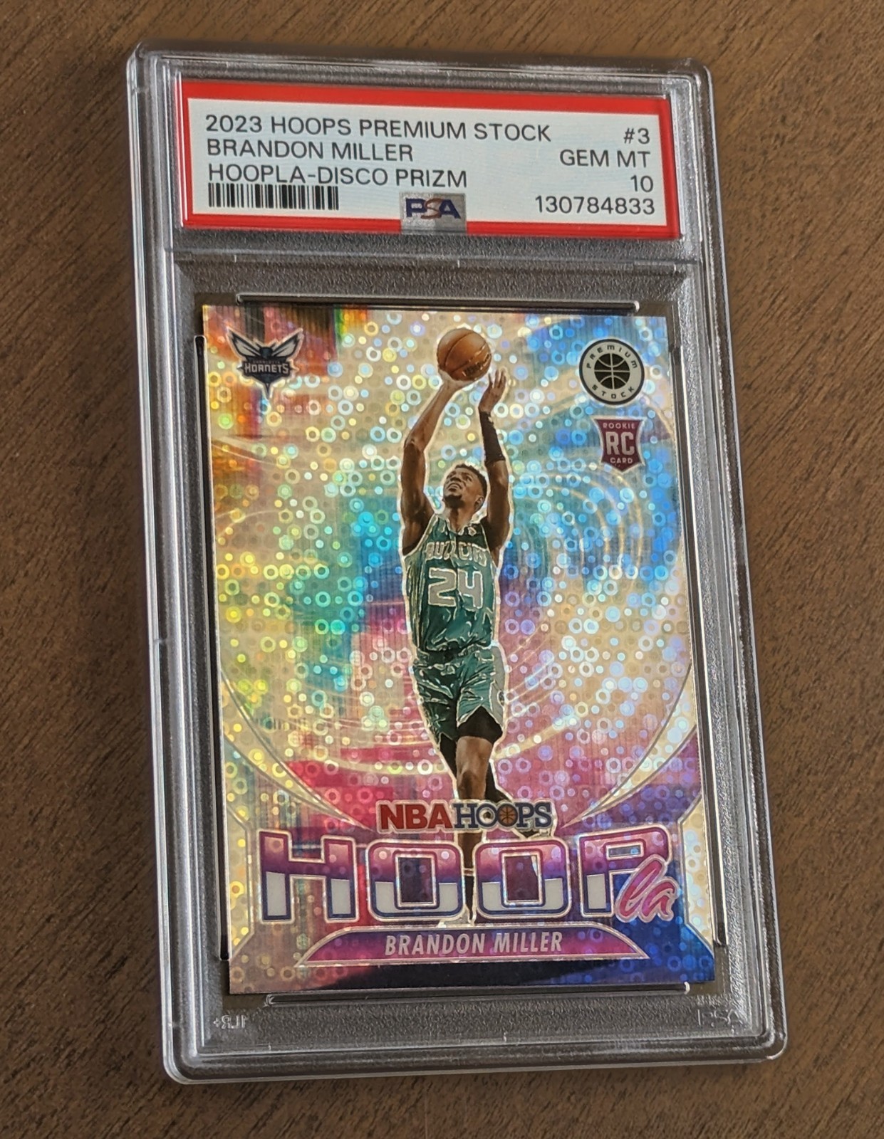 Brandon Miller 2023 Hoops Premium Stock Hoopla Disco Prizm #3 PSA 10 ROOKIE RC