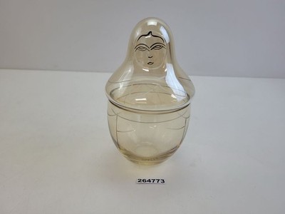 Deckeldose Matroschka Figur Glas Irisierend Vintage Deko Glasdose #264773