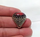 Ancient Vintage Victorian Sterling Silver Ring Red Carnelian Stone Size 9