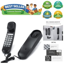 Durable Black Corded Landline Phone for Office  Home Use, HD Sound Clearer