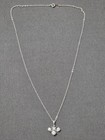 Estate- Silver Tone -Vintage - Signed Pendant Necklace - White Stones - Item 401 — photo 2