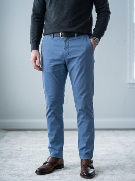 Men Hugo Boss Trousers Navy Cotton M