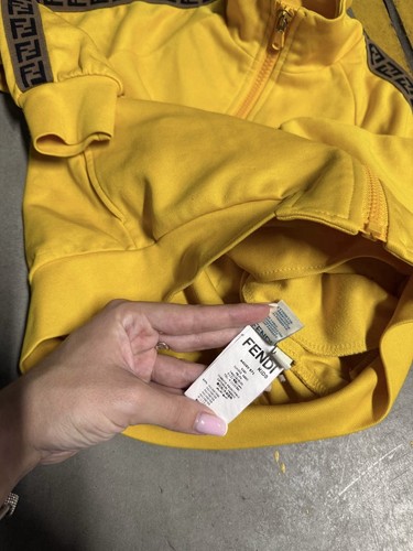 Fendi Kids Zipp Hoodie Stripes Size L Color Yellow boys - Picture 3 of 3