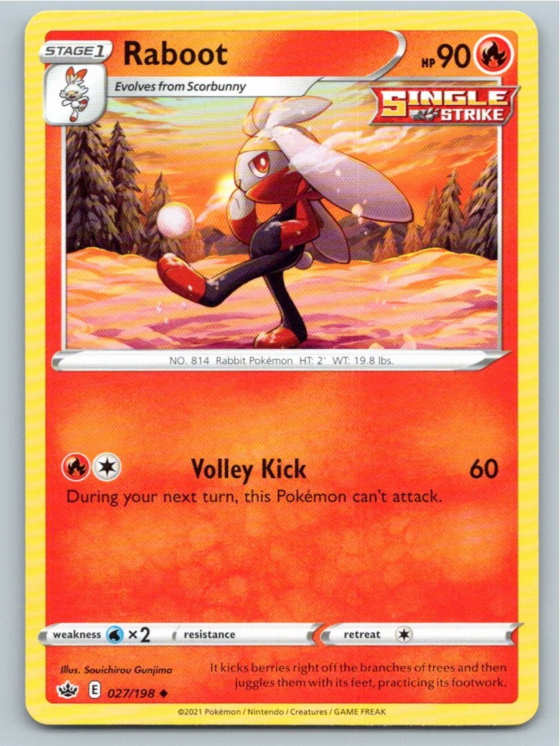 2021 POKEMON RABOOT CHILLING REIGN 027/198 UC NM A57310 FREE S&H