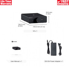 Fosi Audio V3 300Wx2 Mini Power Amplifier TPA3255 for Passive Bookshelf Speakers