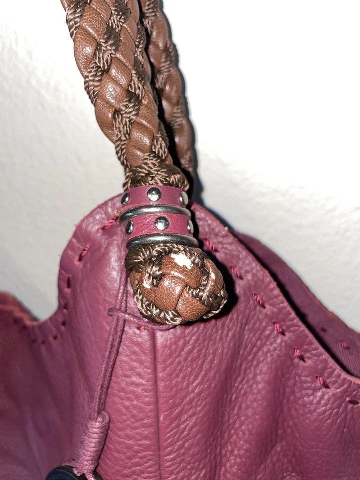 Sak Hobo Indio сумка Cabernet красный кожаный ведро плетеная ручка Y2K см. фото - Изображение 2 из 4