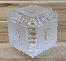 Waterford Crystal ABC Alphabet Baby Building Block Cube Clear Etched Paperweight