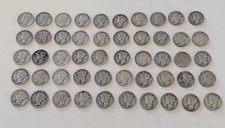  50 Silver  Mercury Dimes $5 Face     90% Silver Mixed Dates