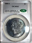 CACG MS-62 1880-S Morgan Silver Dollar,  Richly Toned w/ Iridescent Accents.